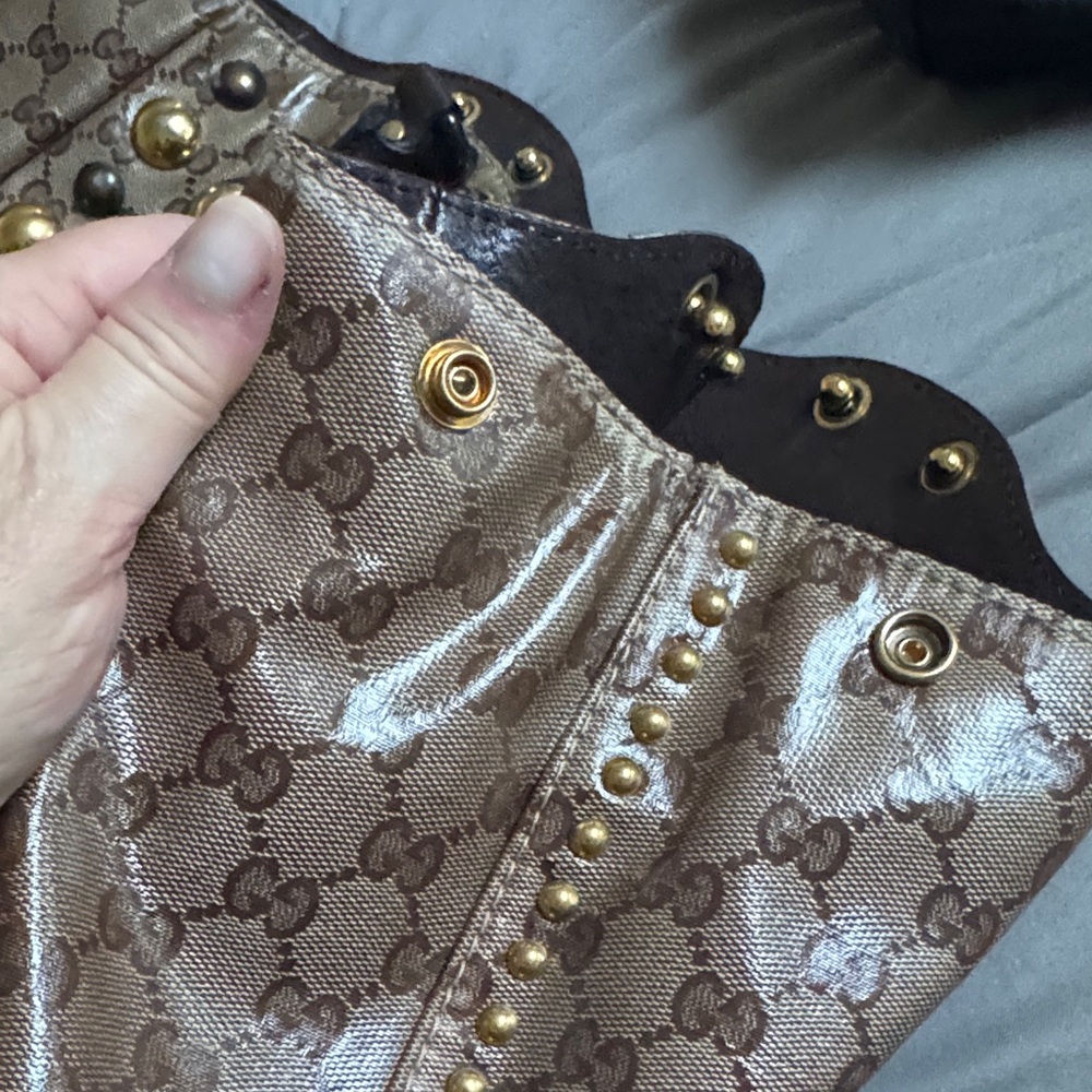 Gucci Babouska Heart Beige Ebony Crystal Canvas Tote Bag EUC - Picture 6 of 15